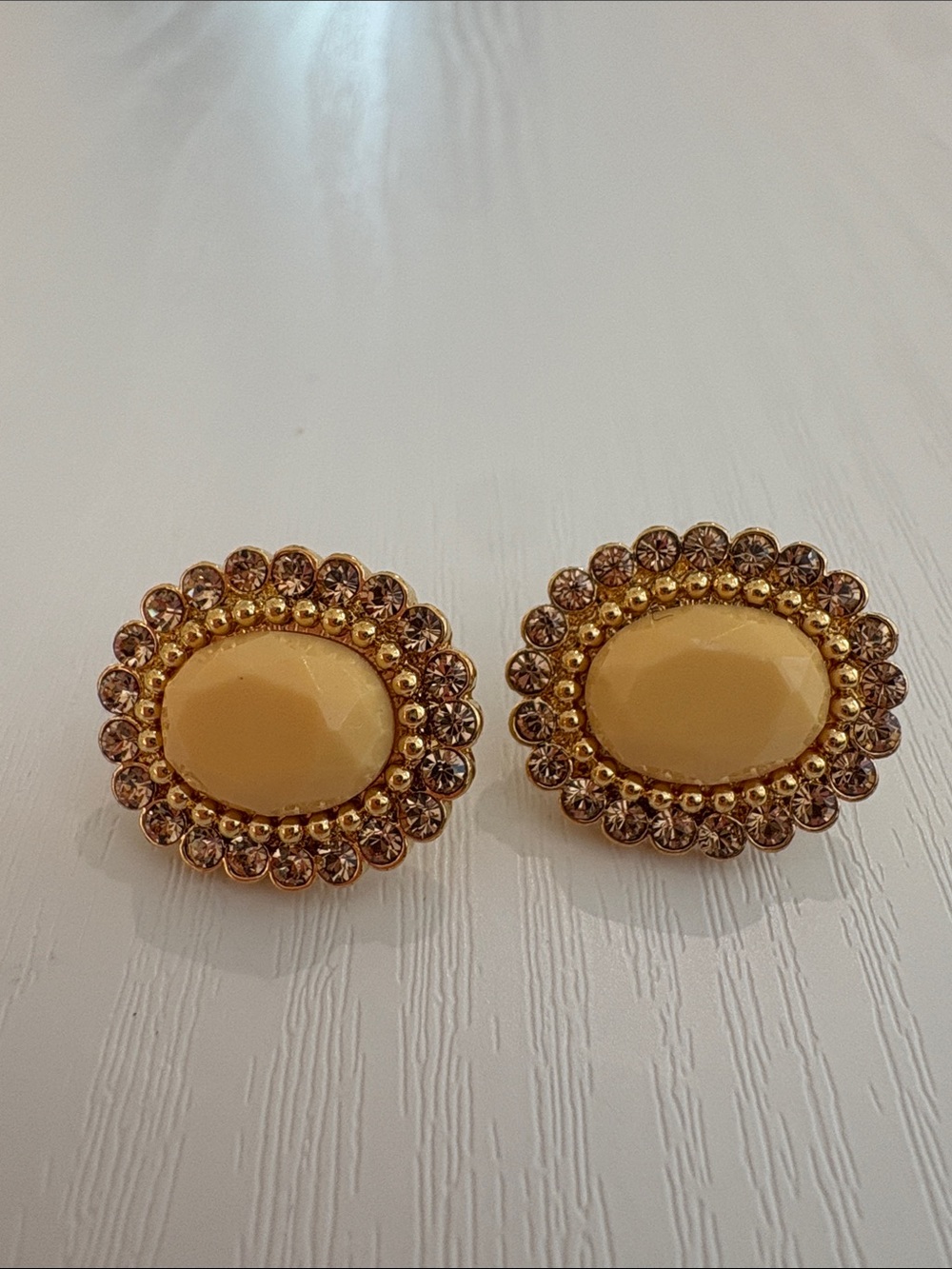 Kate Spade Gold-Tone Cream Stone Earrings